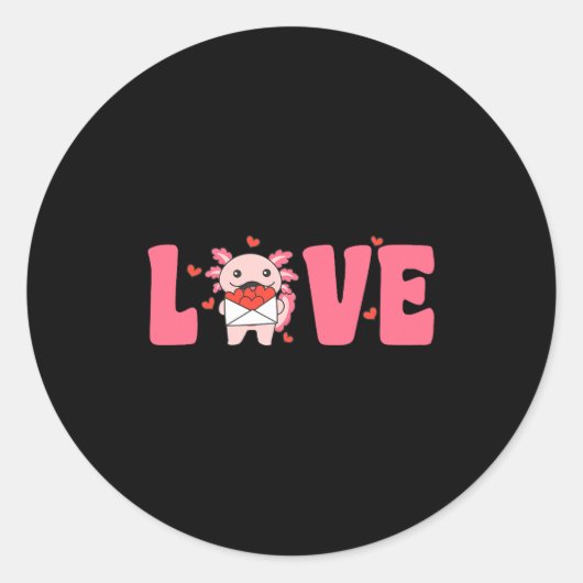 Sticker Rond Axolotl Animals With Hearts Love Premium Tri-blend (Devant)