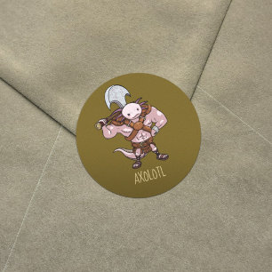 Sticker Rond Axolotl avec hache alternative de gladiateur axolo