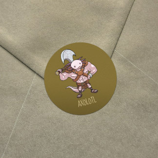 Sticker Rond Axolotl avec hache alternative de gladiateur axolo