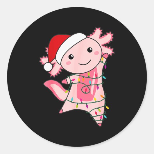 Sticker Rond Axolotl Christmas Fairy Light Christmas Axolotl  (Devant)