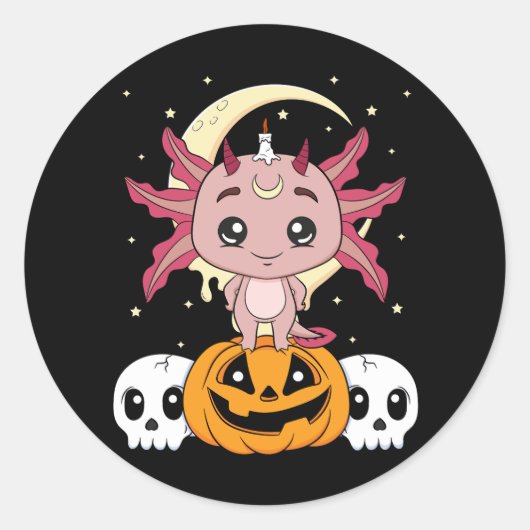 Sticker Rond axolotl d'halloween (Devant)