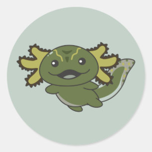 Sticker Rond Axolotl Différents Types D'Axolotls Mignons Animau