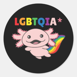 Sticker Rond Axolotl - Drapeau arc-en-ciel LGBT Pride Classic R
