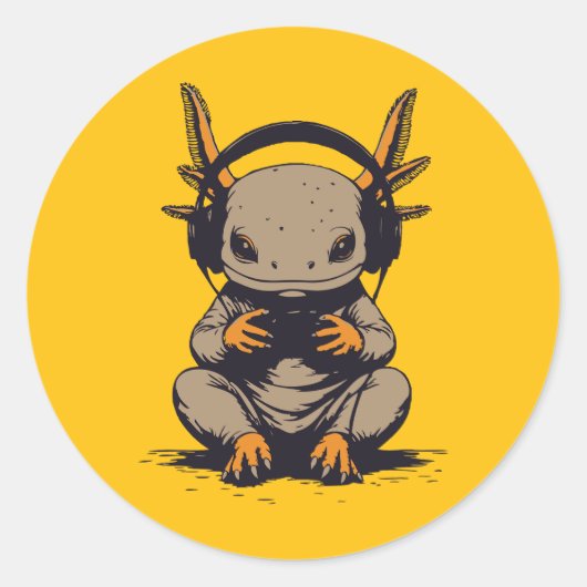 Sticker Rond axolotl gamer (Devant)