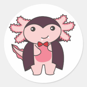 Sticker Rond Axolotl Halloween Cute Devil Costume Vampire Class