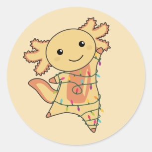 Sticker Rond Axolotl Joyeux Noël Animaux d'hiver Axolotls