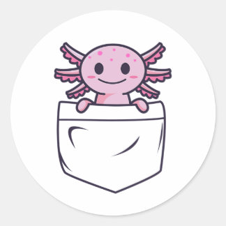 Sticker Rond Axolotl mignon et drôle en T-shirt de poche