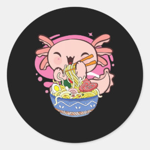 Sticker Rond Axolotl Ramen Kawaii Japanese Anime Noodle Gift Ki