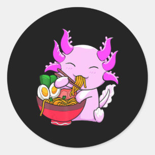 Sticker Rond Axolotl Ramen Noodles Japanese Otaku Kawaii Anime