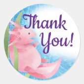 Sticker Rond Axolotl rose mignon sous la mer (Devant)