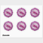 Sticker Rond Axolotl rose pourpre (Feuille)