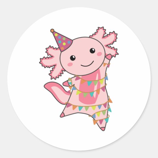 Sticker Rond Axolotl Vous Souhaite Bon Anniversaire Axolotls (Devant)
