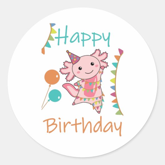 Sticker Rond Axolotl Vous Souhaite Bon Anniversaire Axolotls (Devant)