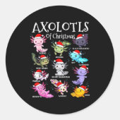 Sticker Rond Axolotls Santa Hat Christmas Pajama Cute Animal Ax (Devant)