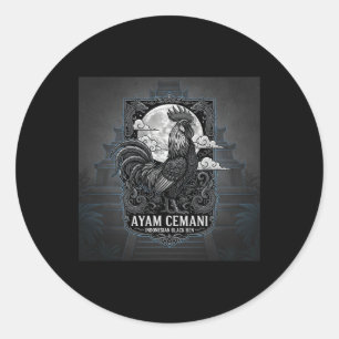Sticker Rond Ayam Cemani - Poule Noire Indonésie Indonésien A
