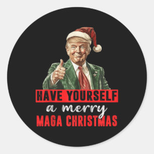 Sticker Rond Ayez Un Joyeux Noël Drôle Trump Christ