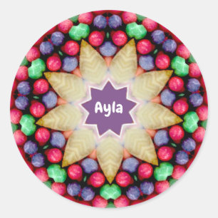 Sticker Rond AYLA ~ Personnalisé Motif de bonbons de Pâques ~