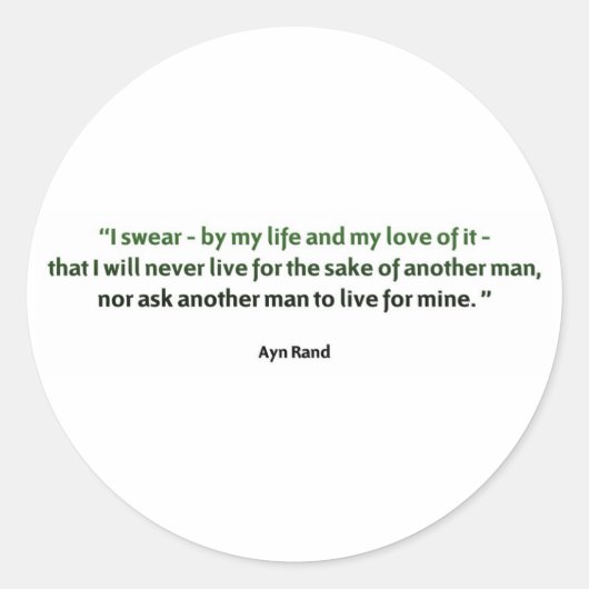 Sticker Rond Ayn Rand Cote (Devant)