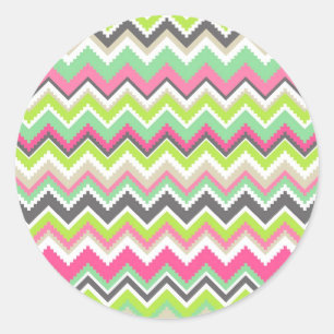 Sticker Rond Aztec Andes Tribal Mountains Chevron Zig Zags