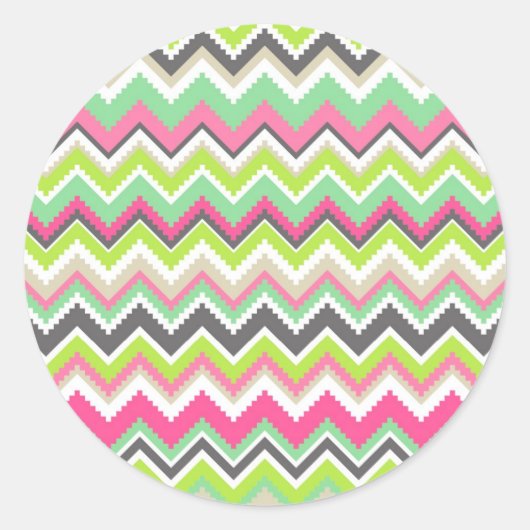 Sticker Rond Aztec Andes Tribal Mountains Chevron Zig Zags (Devant)