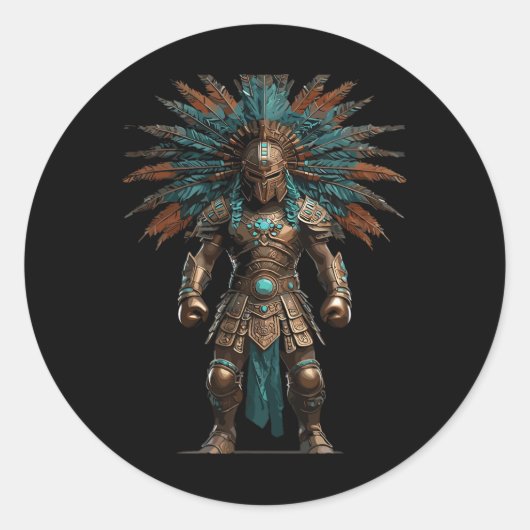 Sticker Rond Aztec Guerrier Mexicain Pride de boxe (Devant)