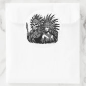 Sticker Rond Aztec Skeleton Warrior avec Princess (Sac)