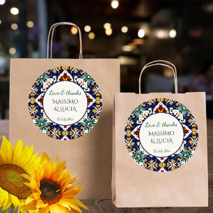 Sticker Rond Azulejo bleu portugais Méditerranée