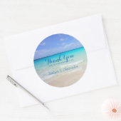 Sticker Rond Azure Blue Caribbean Tropical Beach Merci (Enveloppe)
