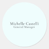 Sticker Rond Azure Blue Professional Unique Classical Simple (Devant)