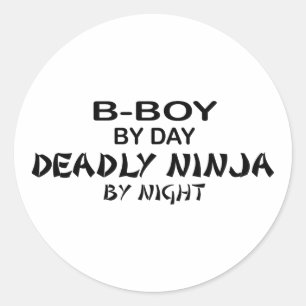Sticker Rond B-Boy Deadly Ninja par nuit