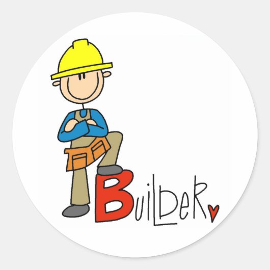 Sticker Rond B est pour Bâtisseur (Devant)