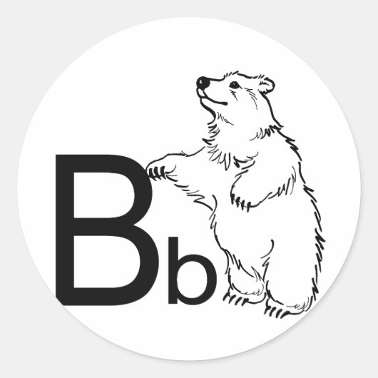 Sticker Rond B est pour Ours (Devant)