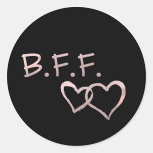 Sticker Rond B F F avec les coeurs liés