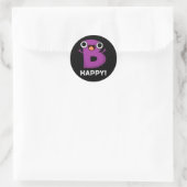 Sticker Rond B Happy Funny Alphabet Pun Dark BG (Sac)