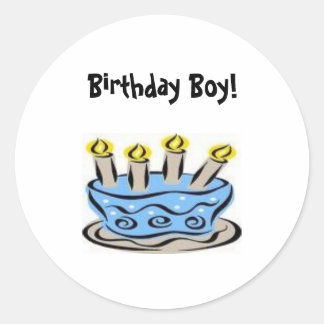Sticker Rond b jour gâteau 2, Anniversaire Garçon!
