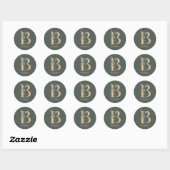Sticker Rond B Monogramme Floral Personnalisé (Feuille)