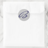 STICKER ROND "B" MONOGRAMME GRIS ET BLEUE MARINE (Sac)