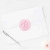 Sticker Rond B Monogramme rose personnalisé (Enveloppe)