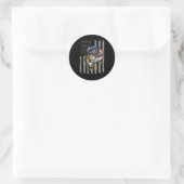 Sticker Rond B Poisson 4 juillet Américain Drapeau Poisson Patr (Sac)