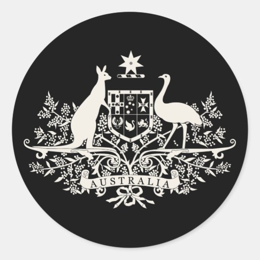 Sticker Rond B/W Australie Armoiries (Devant)