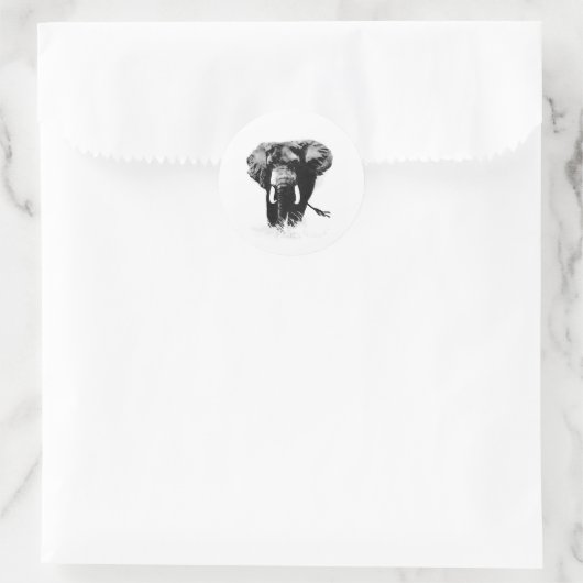 Sticker Rond B&W Elephant (Sac)