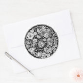 Sticker Rond B&W Floral (Enveloppe)