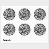 Sticker Rond B&W Floral (Feuille)