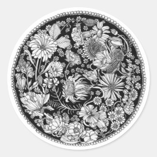 Sticker Rond B&W Floral