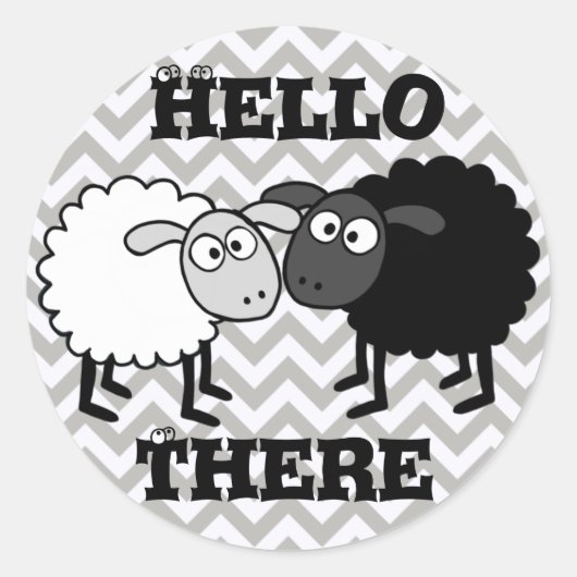 Sticker Rond B&W Sheep Glossy, Petit, 1½ pouce (feuille de 20) (Devant)