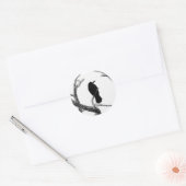 Sticker Rond B&W Winter Raven Edgar Allan Poe (Enveloppe)