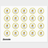 Sticker Rond Ba-BEE Baby shower Cute Merci Favor (Feuille)