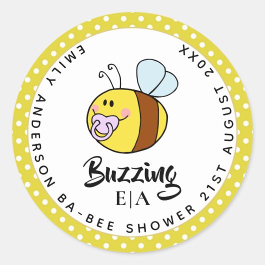 Sticker Rond Ba-BEE Baby shower Cute Merci Favor (Devant)