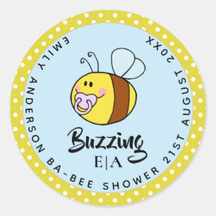 Sticker Rond Ba-BEE Baby shower mignon Merci Favoriser