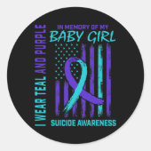 Sticker Rond Ba de ruban turquoise pourpre (Devant)